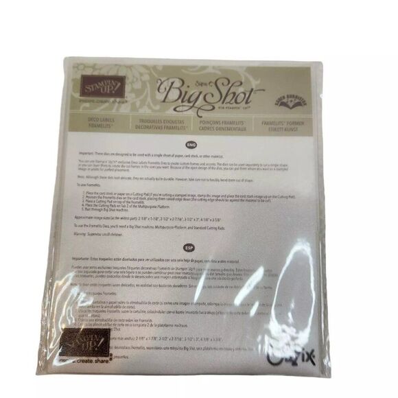 Stampin' Up!‎ Framelits Dies 4 Sizzix Big Shot DECO LABELS 130102 - Picture 2 of 5